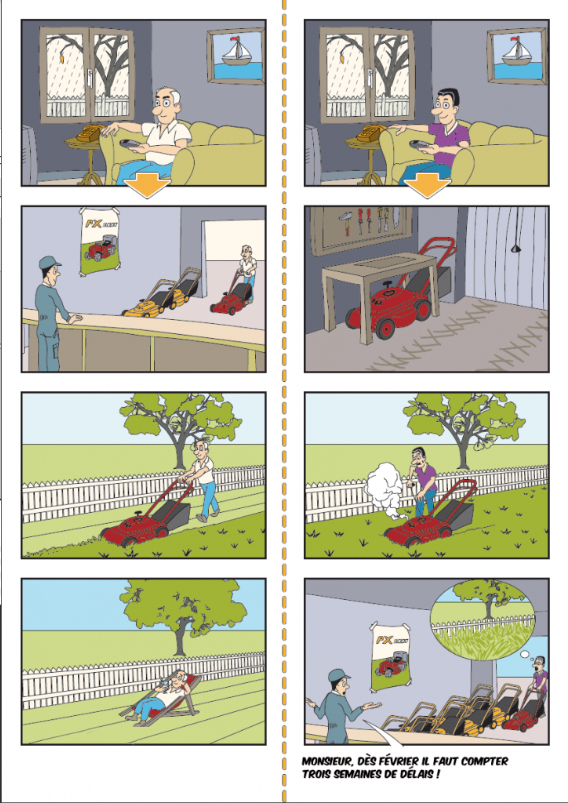 Réparation de tondeuse — planche d’atelier
